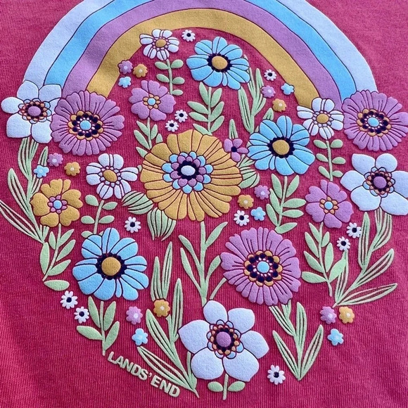Lands End T-shirt with textured flower design. - Picture 2 of 3